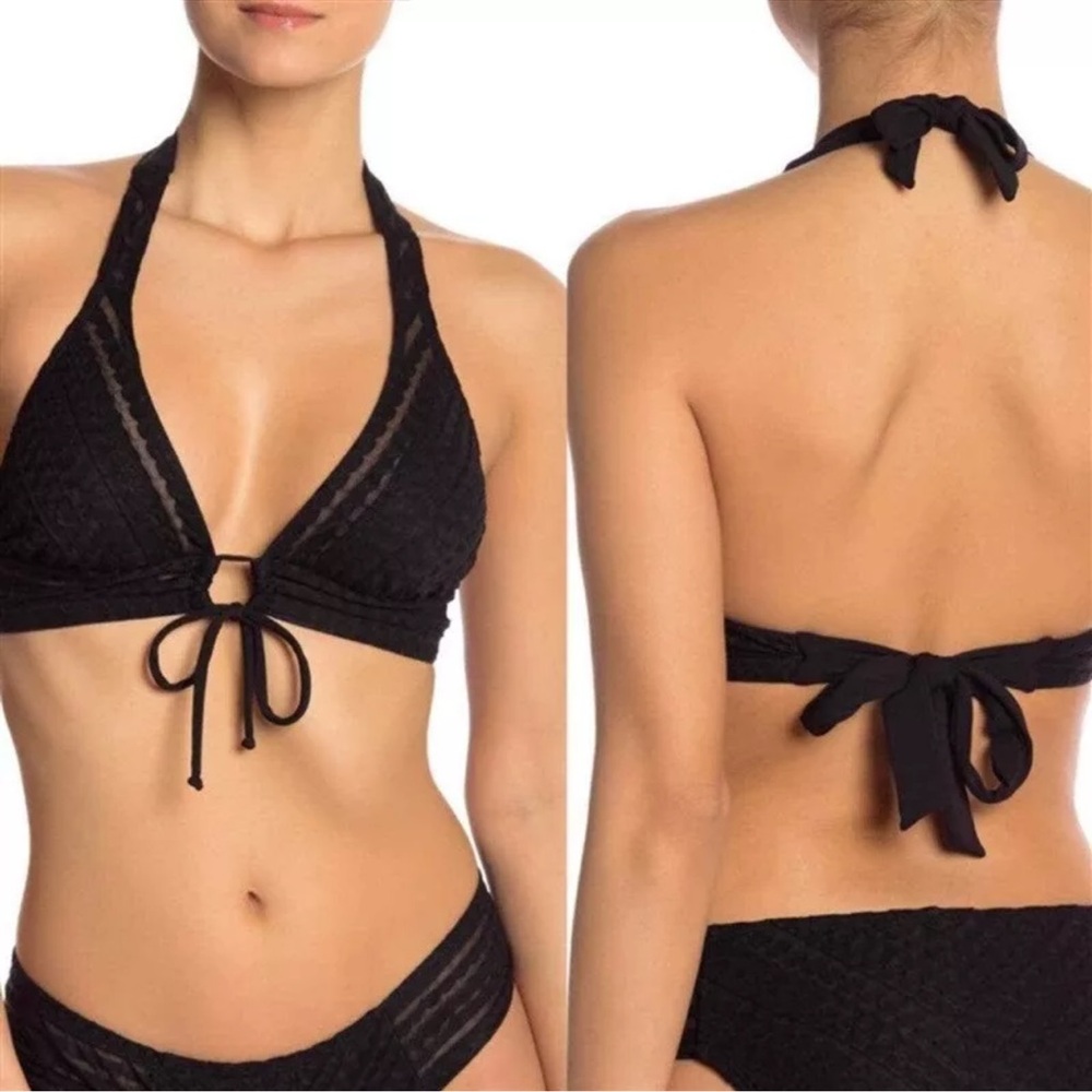 Robin Piccone Carly Triangle Bikini Top in Black NWT